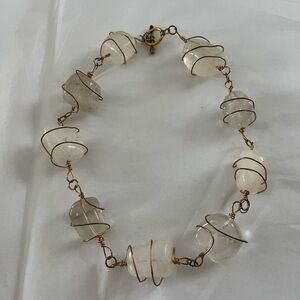 Elegant Gold Tone Hand Crafted Wire-Wrapped Necklace